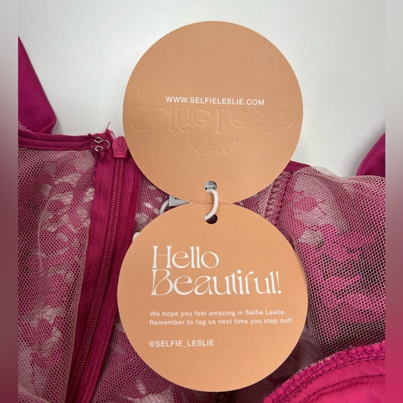 Selfie Leslie Trophy Long Sleeve Lace Bodice Mini Dress Plum Pink New With Tags - Picture 12 of 15